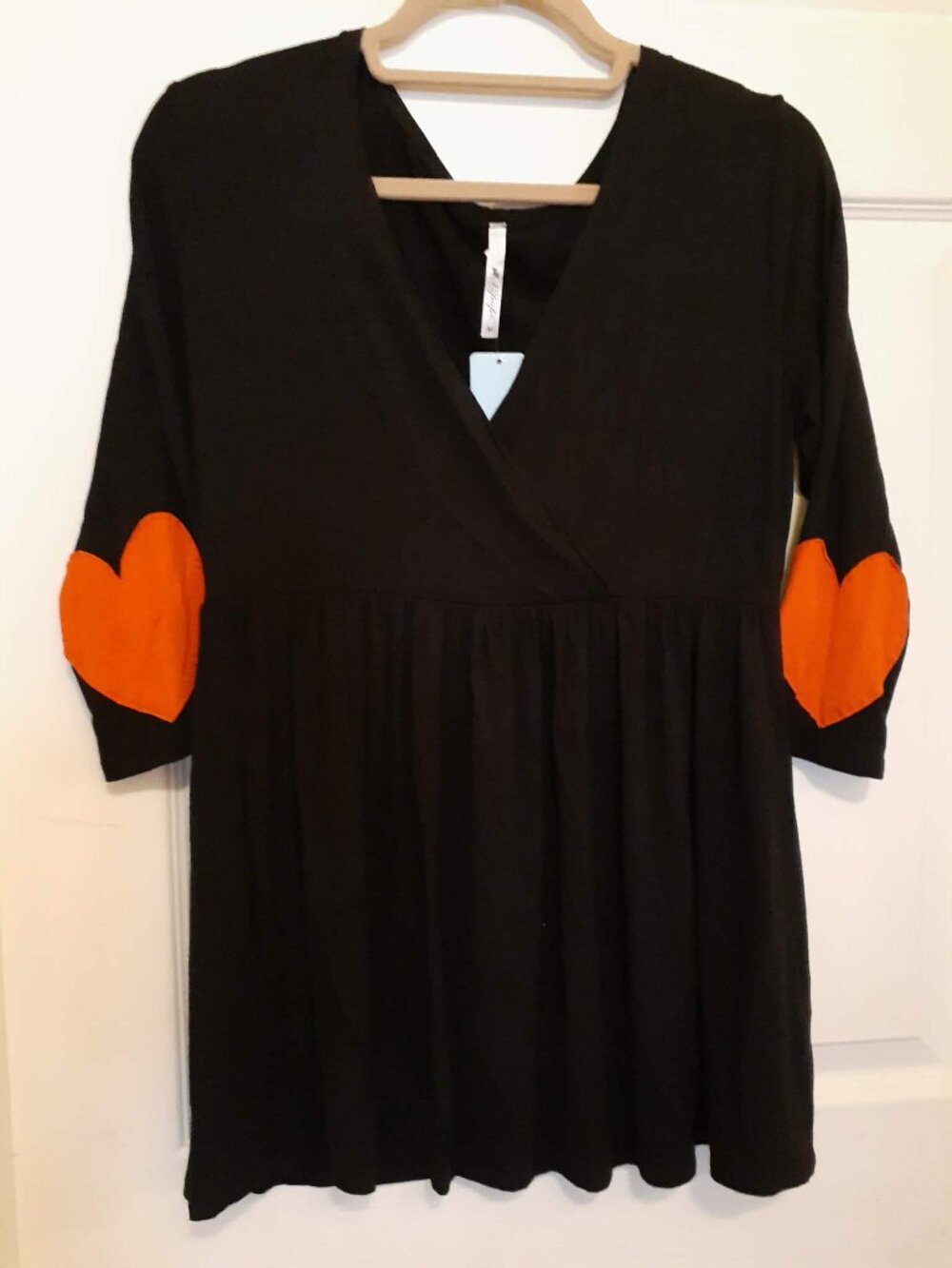 42POPS Struck By Love Heart Elbow Patch Top